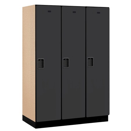 Salsbury Industries 1 Tier Designer Locker, 54"Wx76"Hx21"D, 3 Door, Black 18-21361BLK